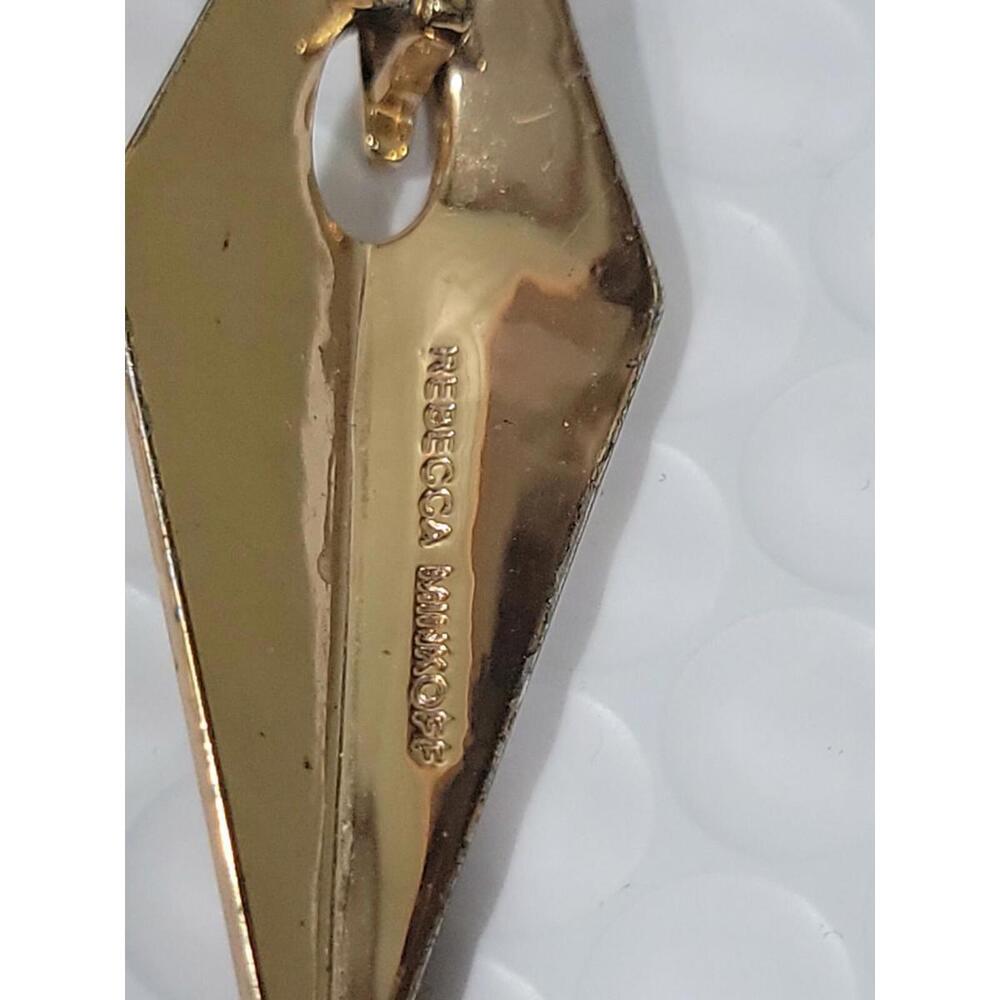 REBECCA MINKOFF BLADE Crystal Earrings in Gold tone EUC - Picture 4 of 5